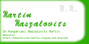 martin maszalovits business card